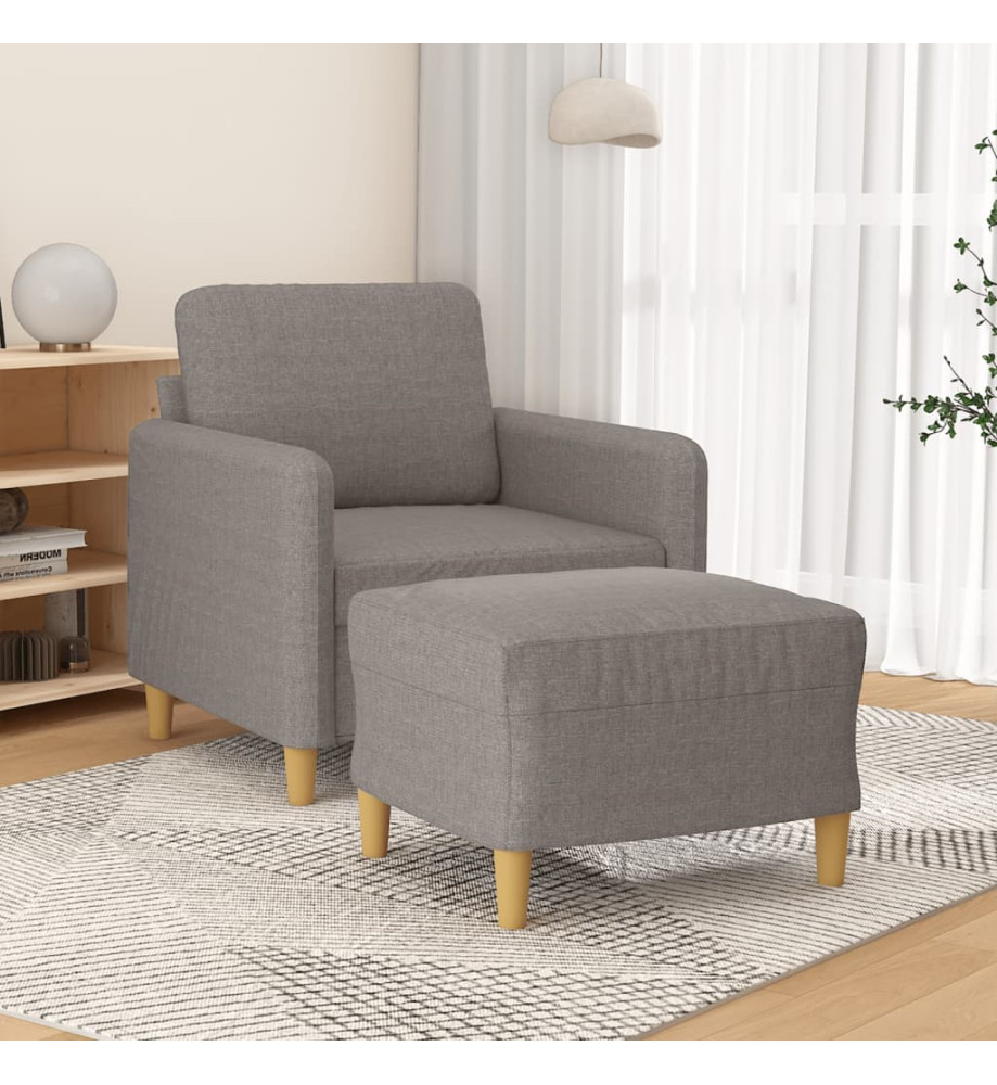 Fauteuil avec repose-pied Taupe 60 cm Tissu