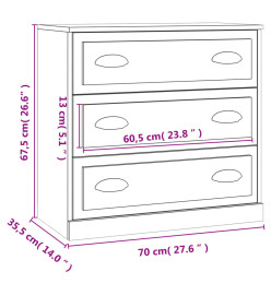 Buffet chêne fumé 70x35,5x67,5 cm bois d'ingénierie