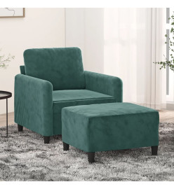 Fauteuil avec repose-pied Vert foncé 60 cm Velours