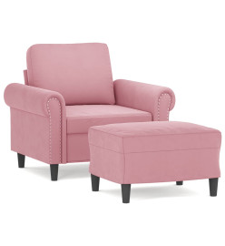 Fauteuil avec repose-pied Rose 60 cm Velours