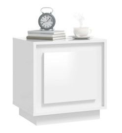 Tables de chevet 2pcs blanc brillant 44x35x45cm bois ingénierie