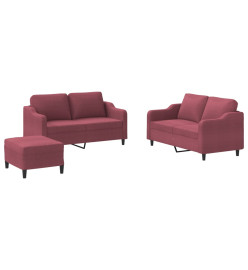 Ensemble de canapés 3 pcs avec coussins Rouge bordeaux Tissu