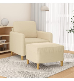 Fauteuil avec repose-pied Crème 60 cm Tissu