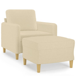 Fauteuil avec repose-pied Crème 60 cm Tissu