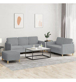 Ensemble de canapés 3 pcs avec coussins Gris clair Tissu