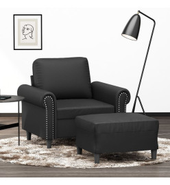 Fauteuil avec repose-pied Noir 60 cm Similicuir