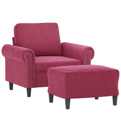 Fauteuil avec repose-pied Rouge bordeaux 60 cm Velours