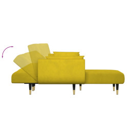 Canapé-lit en forme de L jaune 275x140x70 cm velours