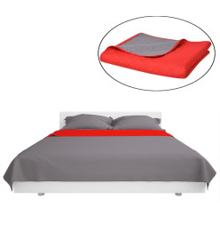 Couvre-lit matelassé double-face Rouge et gris 170x210 cm