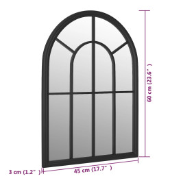 Miroir de jardin Noir 60x45 cm Fer pour utilisation extérieure