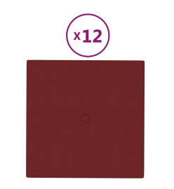 Panneaux muraux 12 pcs Rouge bordeaux 30x30 cm Tissu 1,08 m²