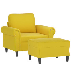 Fauteuil avec repose-pied jaune 60 cm velours