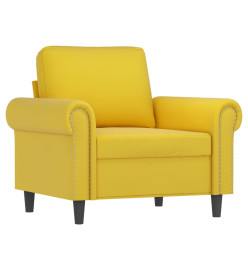 Fauteuil avec repose-pied jaune 60 cm velours