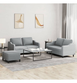 Ensemble de canapés 3 pcs avec coussins Gris clair Tissu