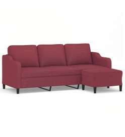 Canapé à 3 places avec repose-pieds Rouge bordeaux 180 cm Tissu