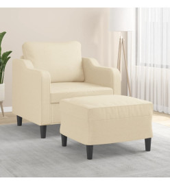 Fauteuil avec repose-pied Crème 60 cm Tissu