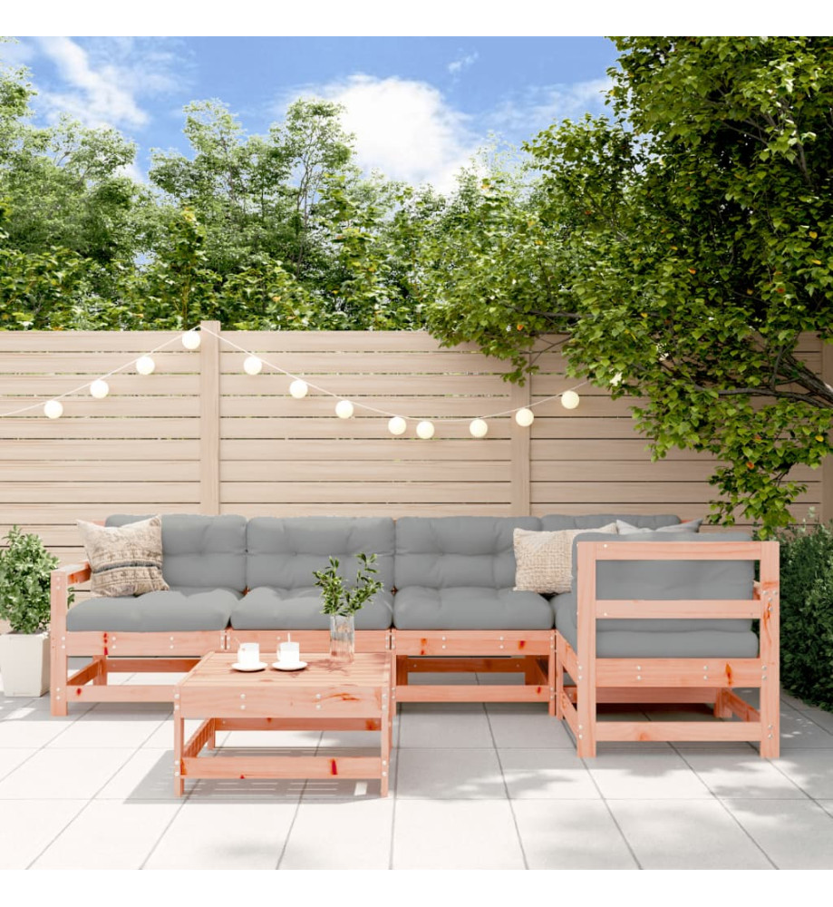 Salon de jardin 6 pcs avec coussins bois massif Douglas