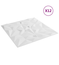 Panneaux muraux 12 pcs blanc 50x50 cm XPS 3 m² améthyste