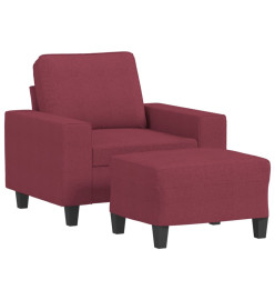 Fauteuil avec repose-pied Rouge bordeaux 60 cm Tissu