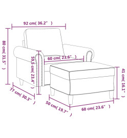 Fauteuil avec repose-pied Noir 60 cm Velours