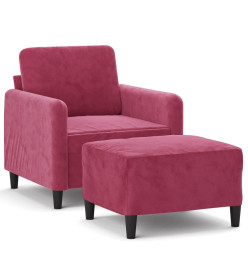 Fauteuil avec repose-pied Rouge bordeaux 60 cm Velours