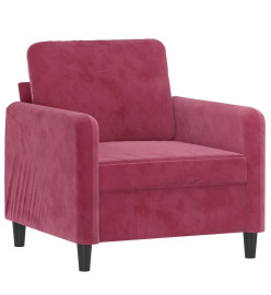 Fauteuil avec repose-pied Rouge bordeaux 60 cm Velours