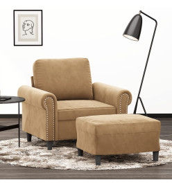 Fauteuil avec repose-pied Marron 60 cm Velours