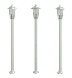 Lampadaires d'extérieur 3 pcs argenté 120 cm acier inoxydable