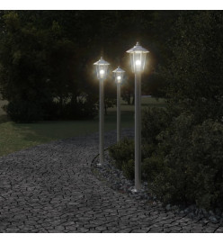 Lampadaires d'extérieur 3 pcs argenté 120 cm acier inoxydable