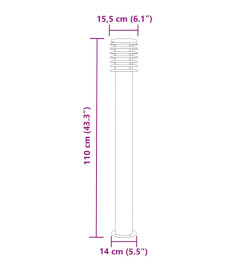 Lampadaire d'extérieur argenté 110 cm acier inoxydable