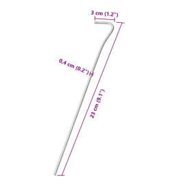 Piquets de tente 50 pcs 23 cm Ø4 mm acier galvanisé