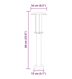 Lampadaire d'extérieur argenté 60 cm acier inoxydable