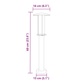 Lampadaires d'extérieur 3 pcs noir 60 cm acier inoxydable