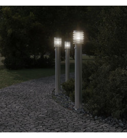 Lampadaires d'extérieur avec capteurs 3 pcs acier inoxydable