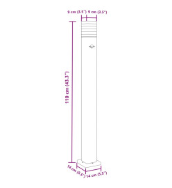 Lampadaires d'extérieur avec capteur 3 pcs noir 110cm aluminium