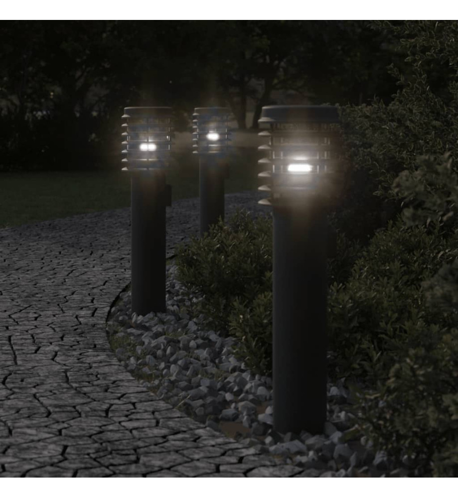 Lampadaire d'extérieur avec sortie noir 60 cm acier inoxydable