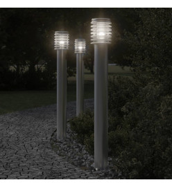 Lampadaire d'extérieur et sortie argenté 110cm acier inoxydable