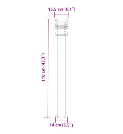 Lampadaire d'extérieur noir 110 cm acier inoxydable