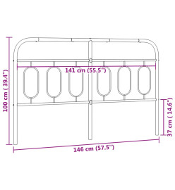 Tête de lit métal blanc 140 cm