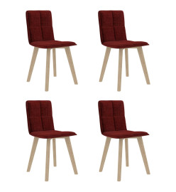 Chaises à manger lot de 4 rouge bordeaux tissu