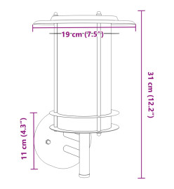 Applique murale d'extérieur argenté acier inoxydable