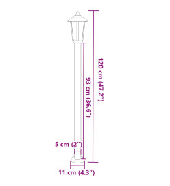 Lampadaire d'extérieur argenté 120 cm acier inoxydable