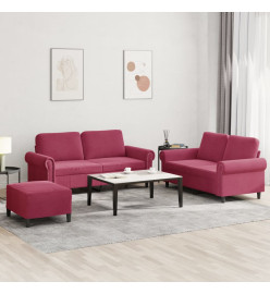 Ensemble de canapés 3 pcs avec coussins Rouge bordeaux Velours