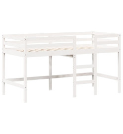 Lit superposé et échelle et toit blanc 90x200cm bois pin massif