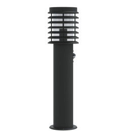 Lampadaire d'extérieur avec capteur noir 60 cm acier inoxydable