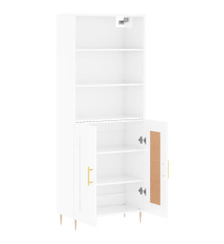 Buffet haut Blanc brillant 69,5x34x180 cm Bois d'ingénierie