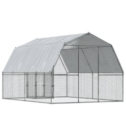 Cages à poules 2 pcs avec toit et porte argenté acier galvanisé