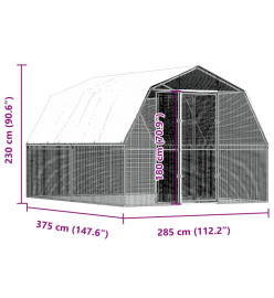 Cages à poules 2 pcs avec toit et porte argenté acier galvanisé