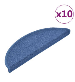 Tapis d'escalier 10 pcs 56x17x3 cm Bleu