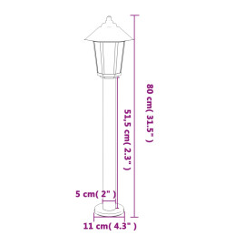 Lampadaire d'extérieur noir 80 cm acier inoxydable